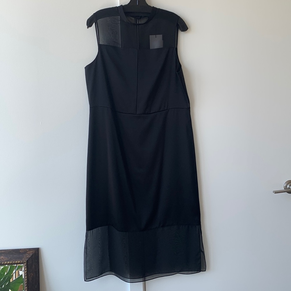 Theory sleeveless semi-sheer dress in satin